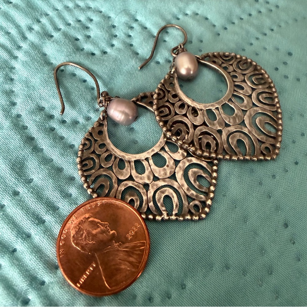 Silpada Silver Earrings with Pearl Detail